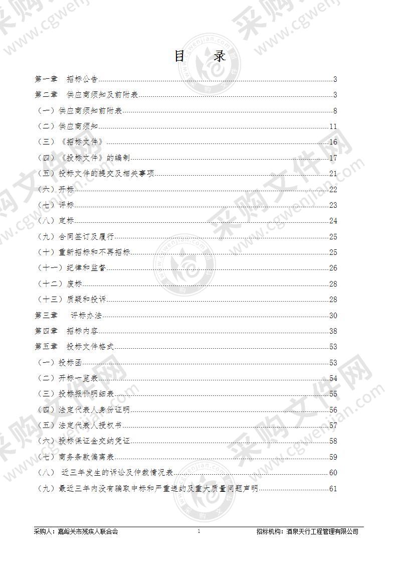 嘉峪关市残疾人康复中心运营机构采购项目