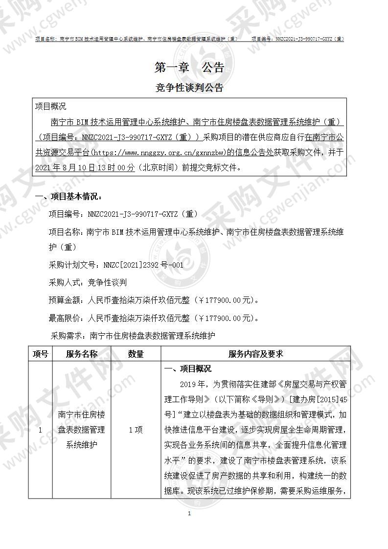 南宁市BIM技术运用管理中心系统维护、南宁市住房楼盘表数据管理系统维护