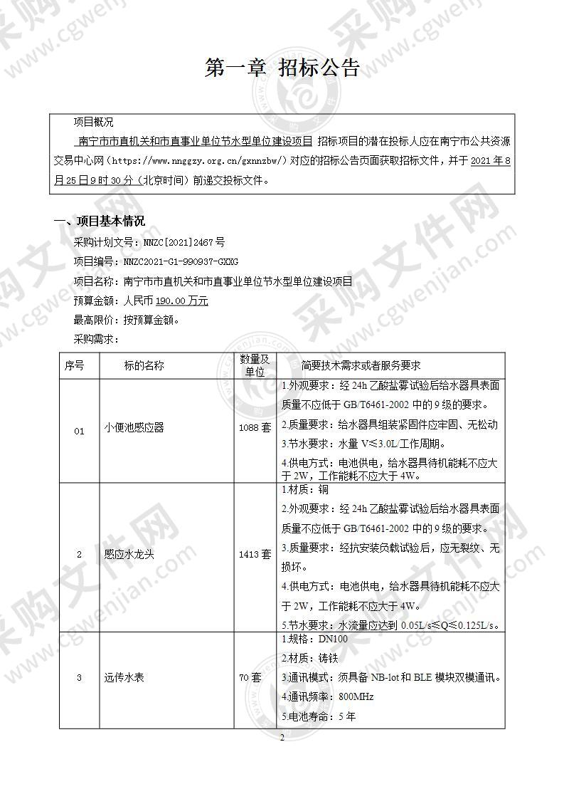 南宁市市直机关和市直事业单位节水型单位建设项目