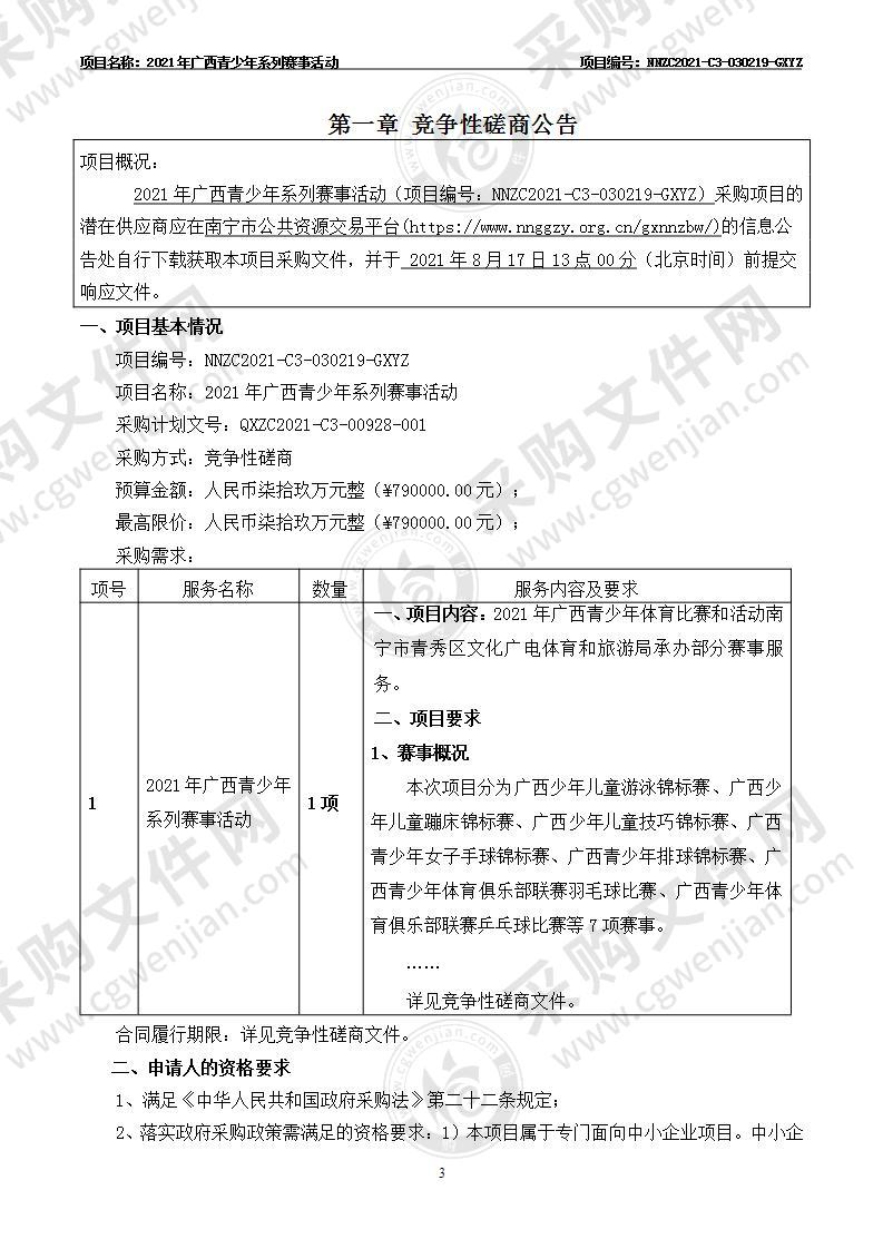 2021年广西青少年系列赛事活动