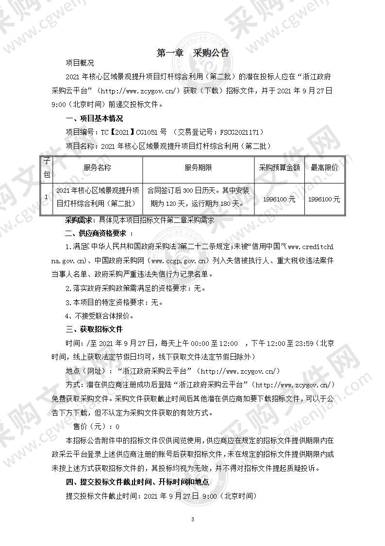 2021年核心区域景观提升项目灯杆综合利用（第二批）