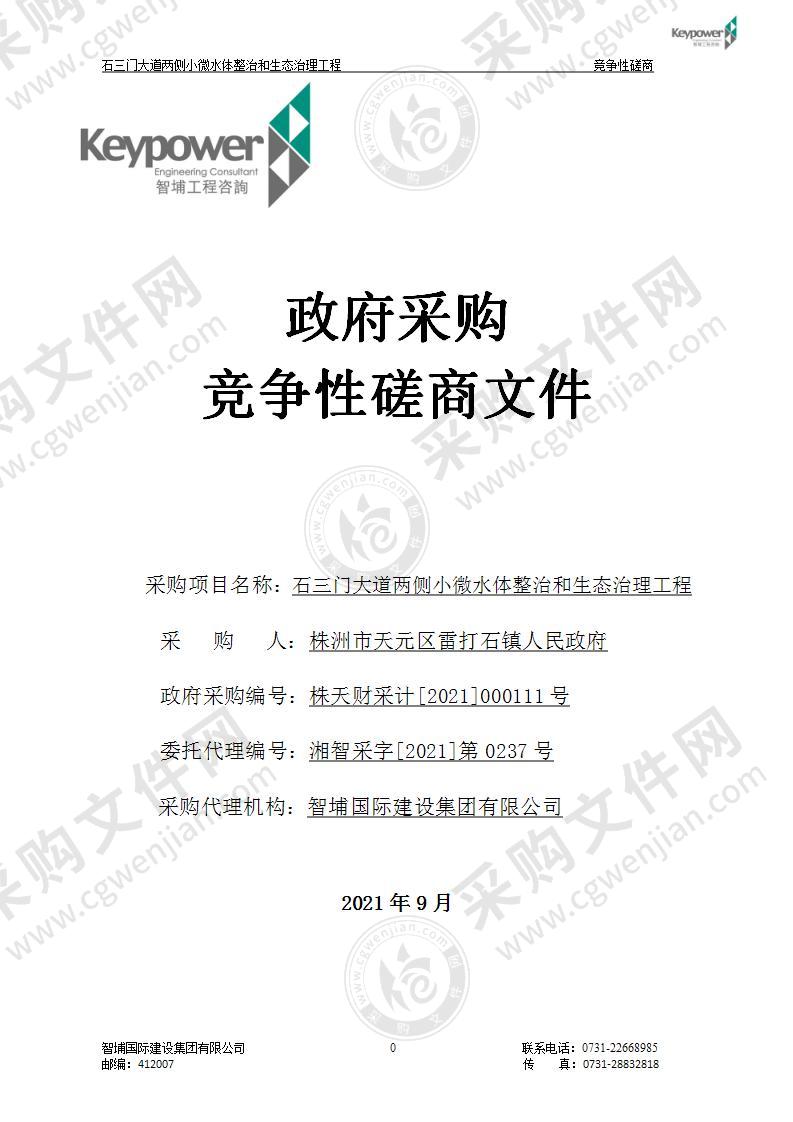 石三门大道两侧小微水体整治和生态治理工程