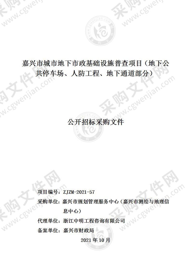 嘉兴市城市地下市政基础设施普查项目（地下公共停车场、人防工程、地下通道部分）