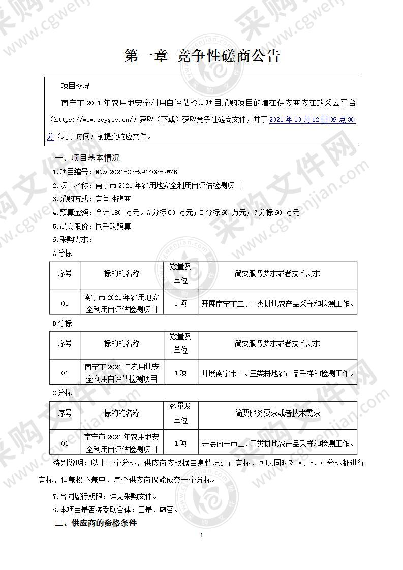 南宁市2021年农用地安全利用自评估检测项目