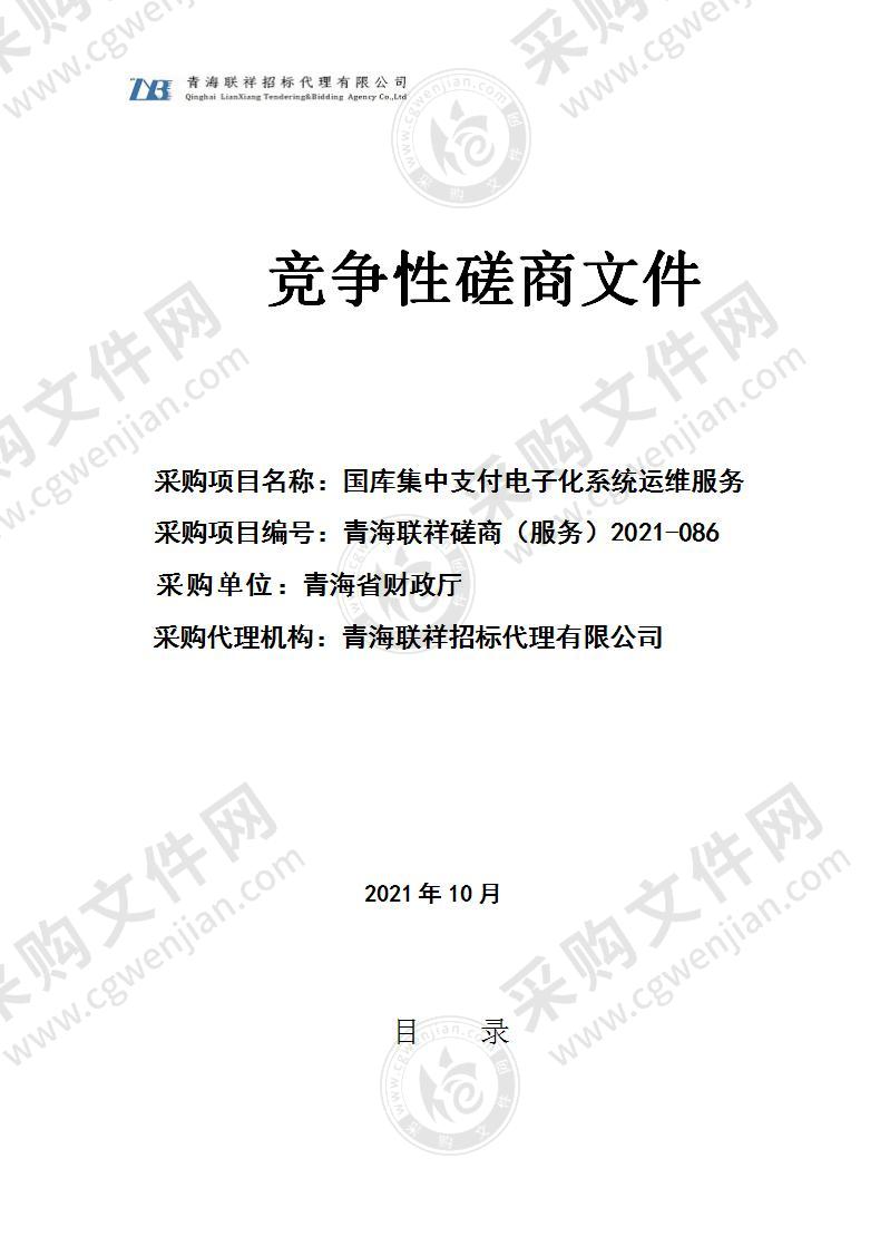 青海省财政厅国库集中支付电子化系统运维服务项目