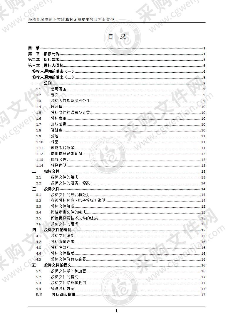 松阳县自然资源和规划局松阳县城市地下市政基础设施设施普查项目