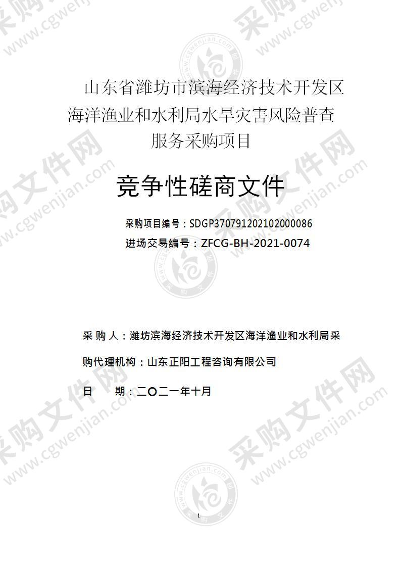 山东省潍坊市滨海经济技术开发区海洋渔业和水利局水旱灾害风险普查服务采购项目