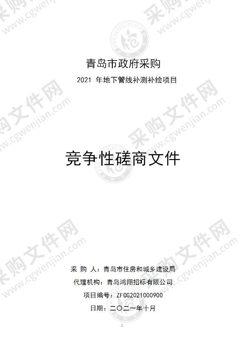 青岛市住房和城乡建设局2021年地下管线补测补绘项目