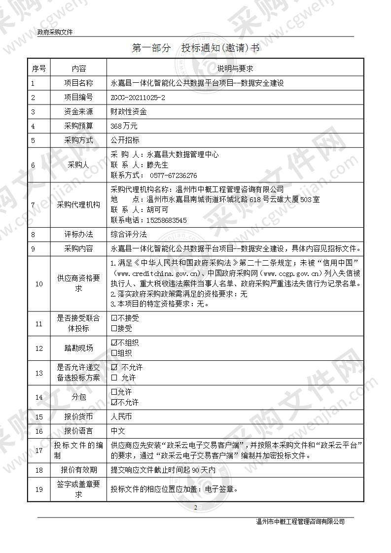 永嘉县一体化智能化公共数据平台项目--数据安全建设