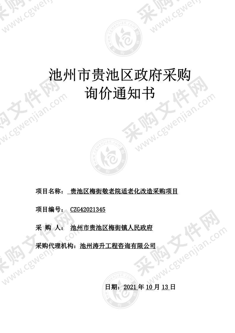 贵池区梅街敬老院适老化改造采购项目