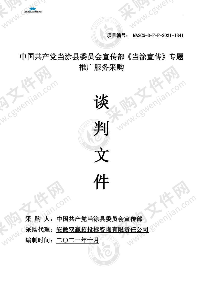 中国共产党当涂县委员会宣传部《当涂宣传》专题推广服务采购