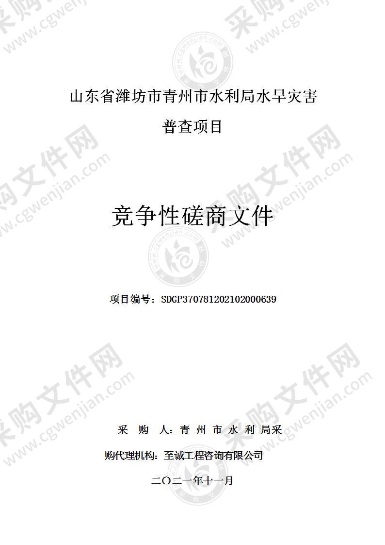 山东省潍坊市青州市水利局水旱灾害普查项目