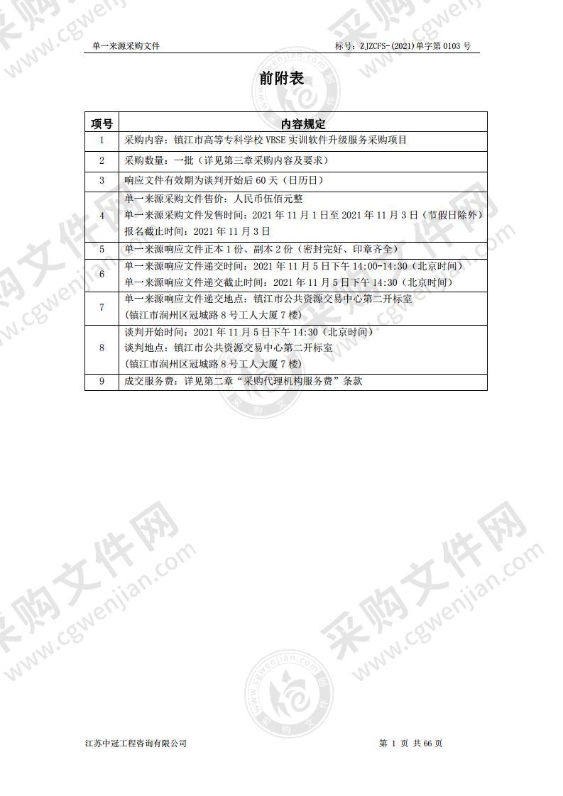 镇江市高等专科学校 VBSE 实训软件升级服务采购项目