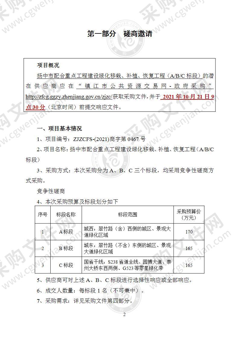 扬中市配合重点工程建设绿化移栽、补植、恢复工程