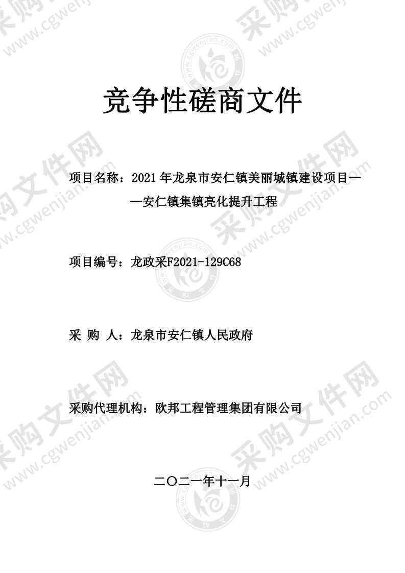 2021年龙泉市安仁镇美丽城镇建设项目——安仁镇集镇亮化提升工程