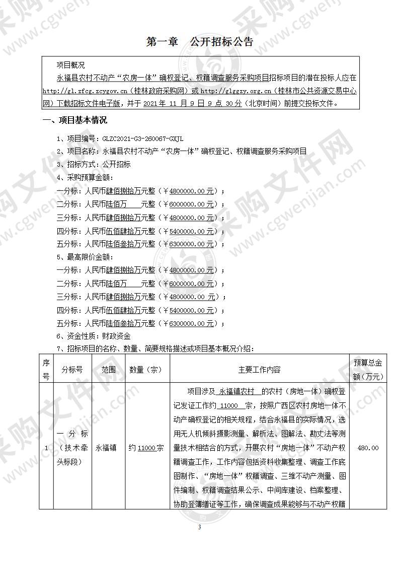 永福县农村不动产“农房一体”确权登记、权籍调查服务采购项目