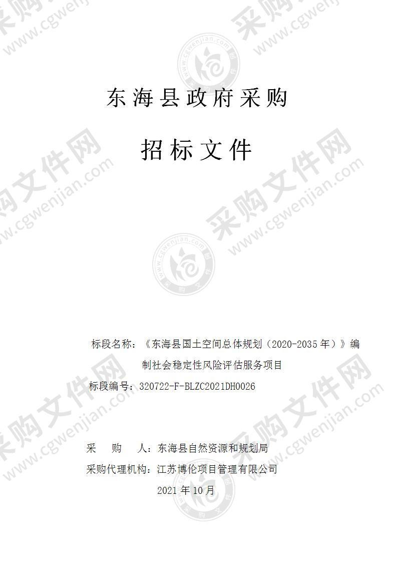 《东海县国土空间总体规划（2020-2035年）》编制社会稳定性风险评估服务项目