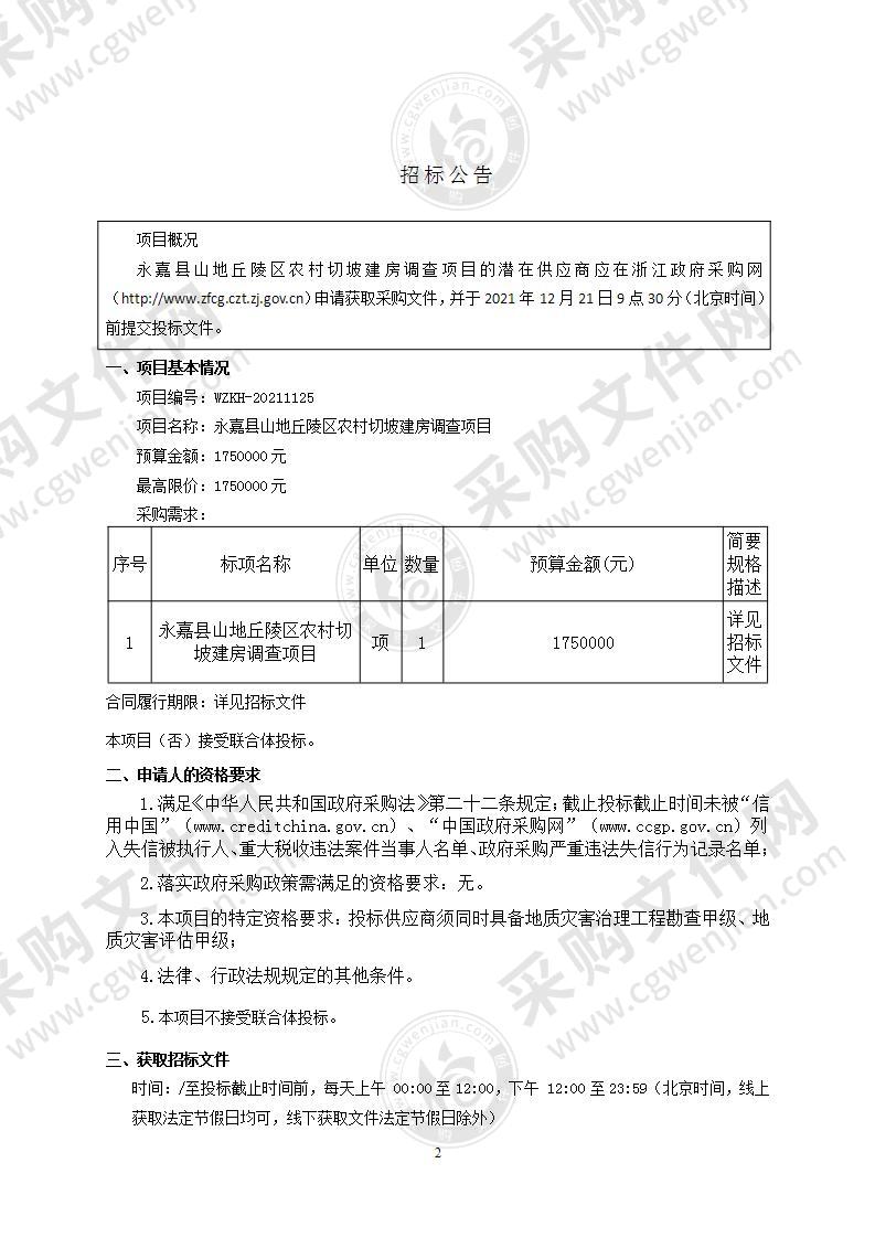 永嘉县山地丘陵区农村切坡建房调查项目