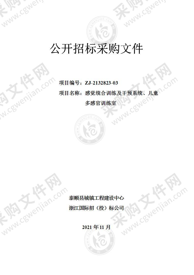 泰顺县城镇工程建设中心感觉统合训练及干预系统、儿童多感官训练室