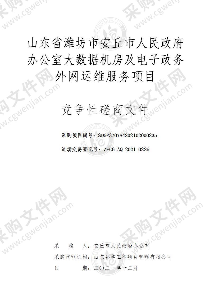 山东省潍坊市安丘市人民政府办公室大数据机房及电子政务外网运维服务项目