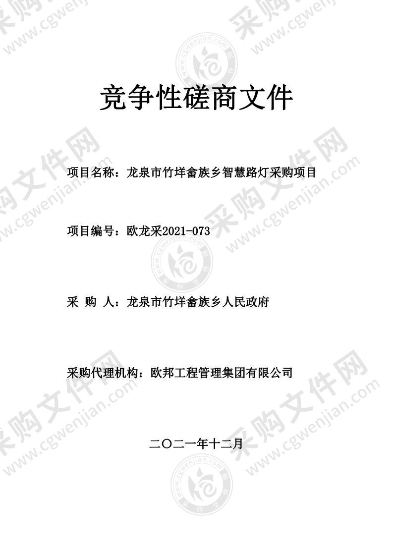 龙泉市竹垟畲族乡智慧路灯采购项目