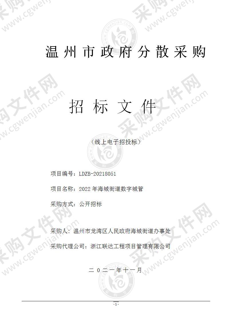 温州市龙湾区人民政府海城街道办事处2022年海城街道数字城管项目