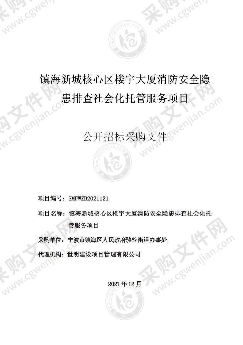 宁波市镇海区人民政府骆驼街道办事处镇海新城核心区楼宇大厦（29幢）消防安全隐患排查社会化托管服务项目