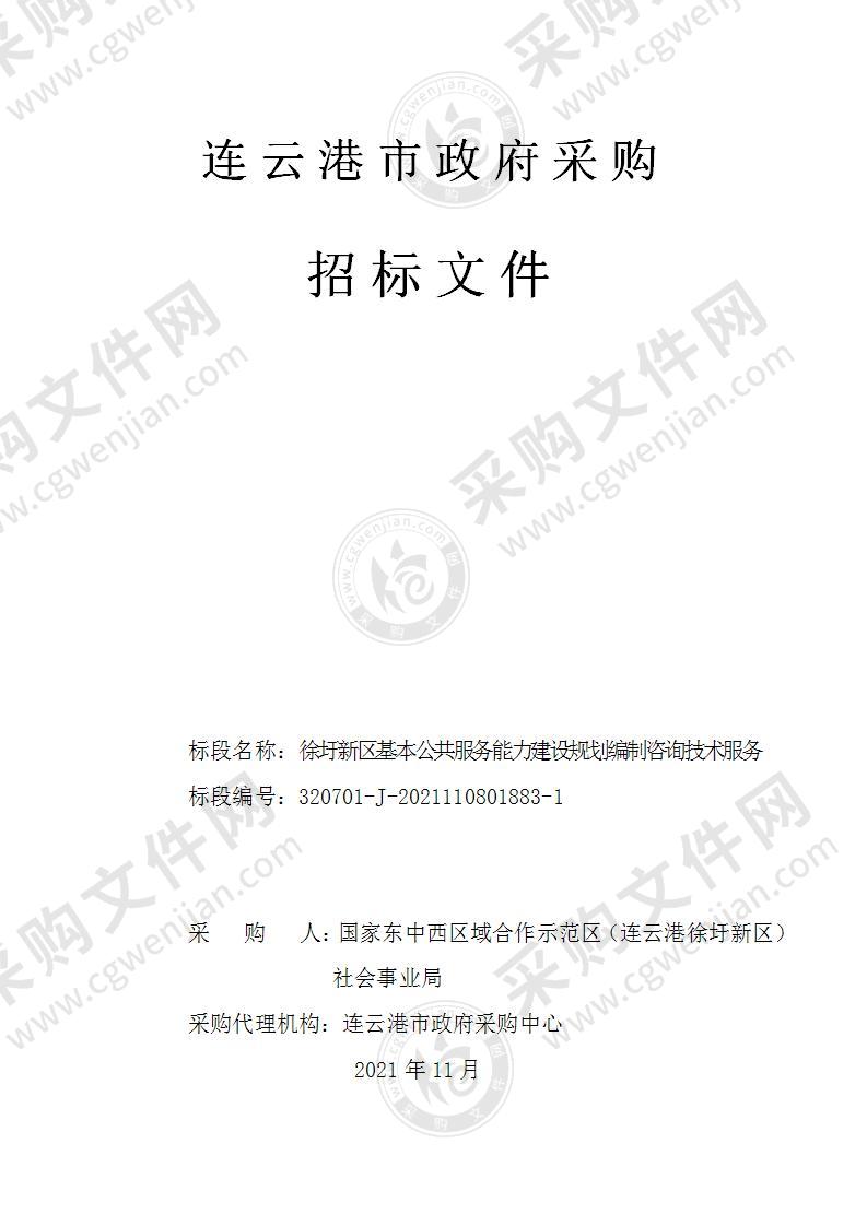 国家东中西区域合作示范区（连云港徐圩新区）社会事业局：徐圩新区基本公共服务能力建设规划编制咨询技术服务