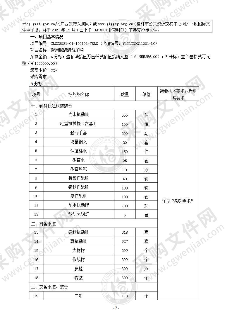 警用服装装备采购