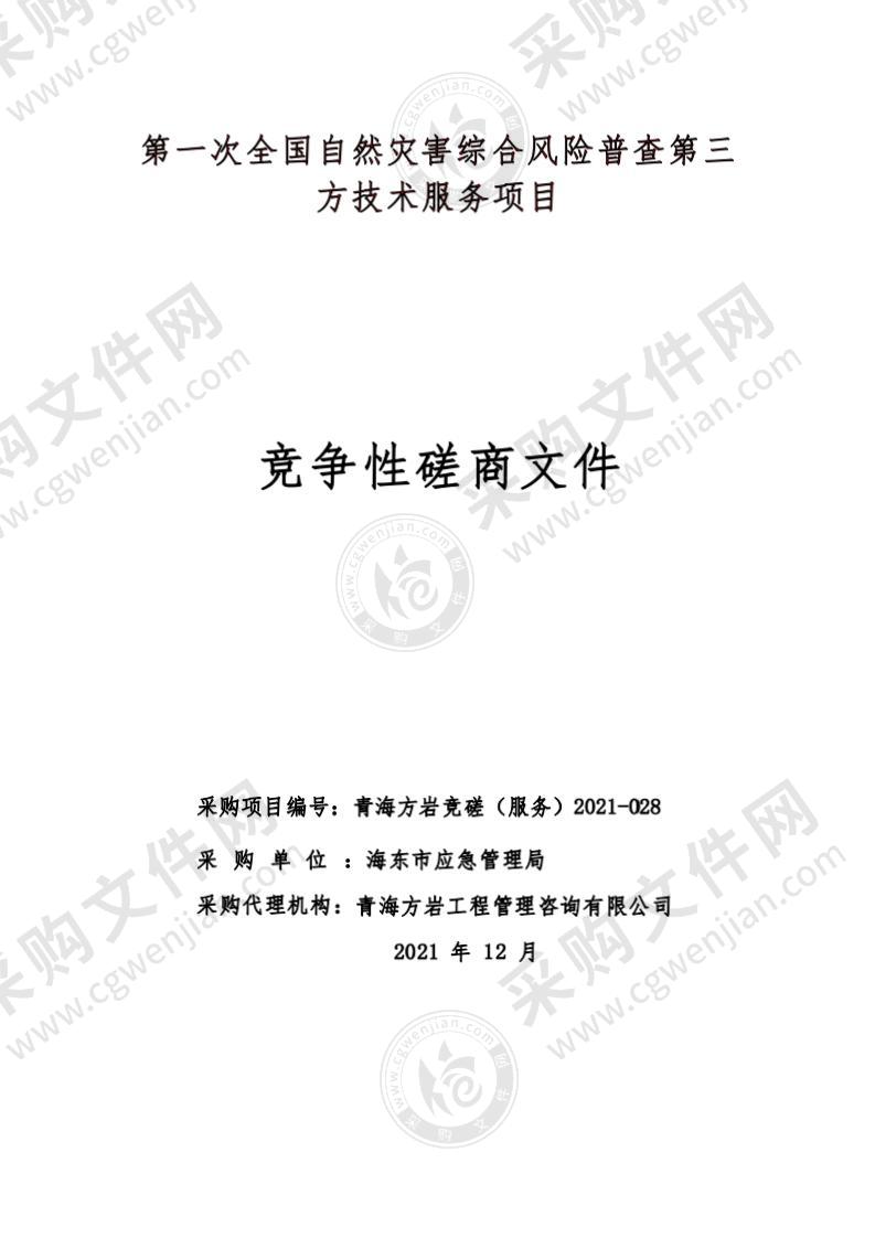 海东市应急管理局第一次全国自然灾害综合风险普查第三方技术服务项目