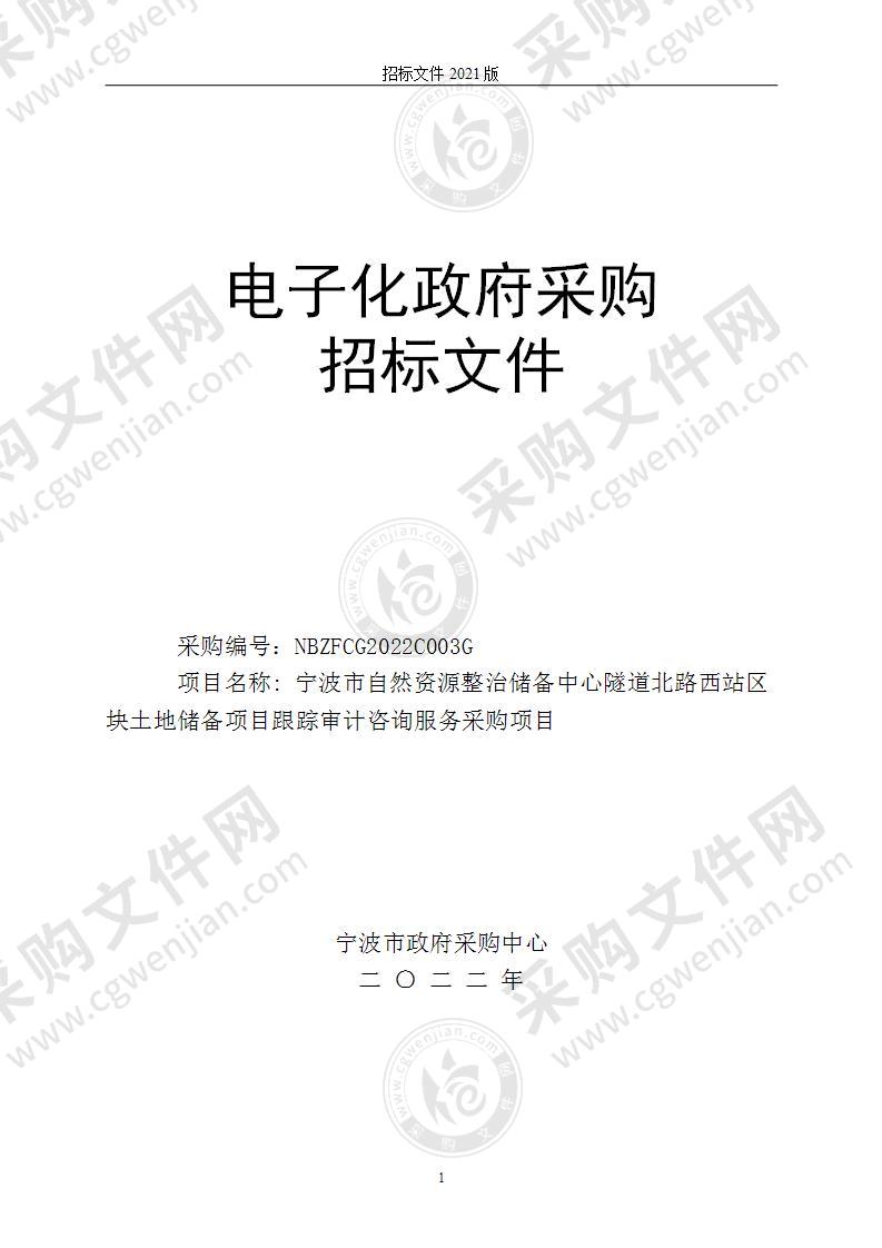 宁波市自然资源整治储备中心隧道北路西站区块土地储备项目跟踪审计咨询服务采购项目