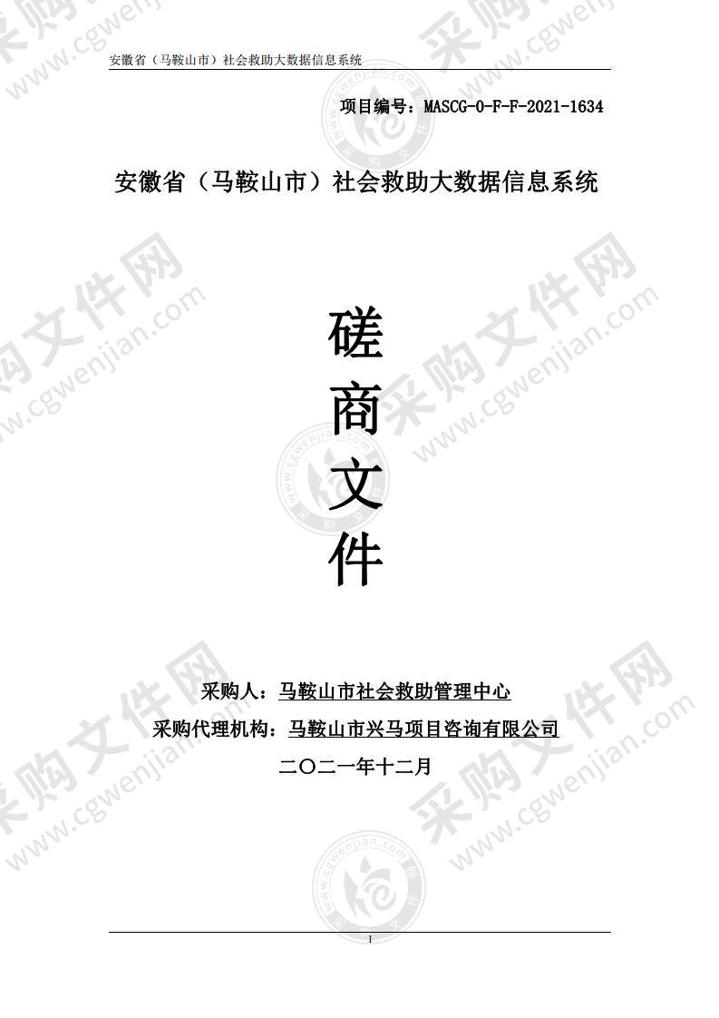 安徽省（马鞍山市）社会救助大数据信息系统