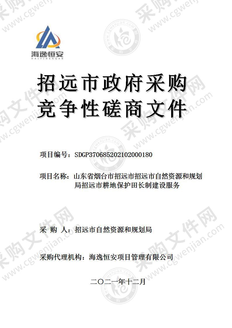 山东省烟台市招远市招远市自然资源和规划局招远市耕地保护田长制建设服务