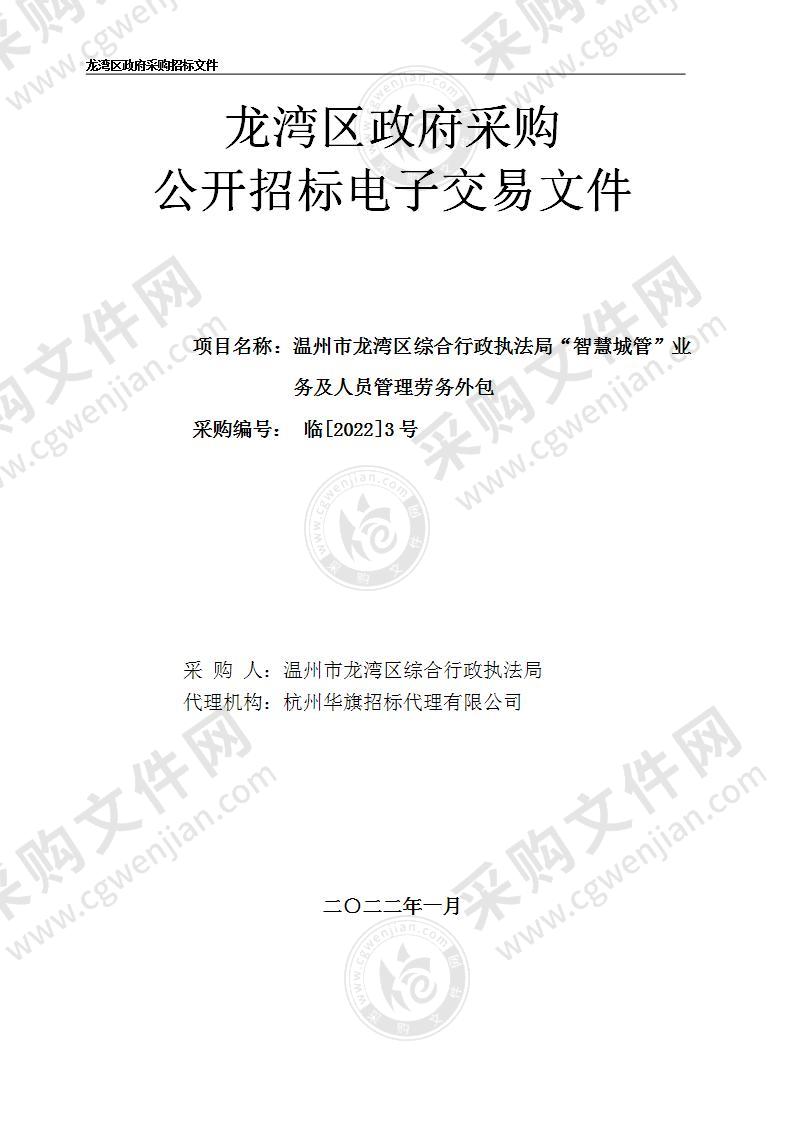 温州市龙湾区综合行政执法局“智慧城管”业务及人员管理劳务外包