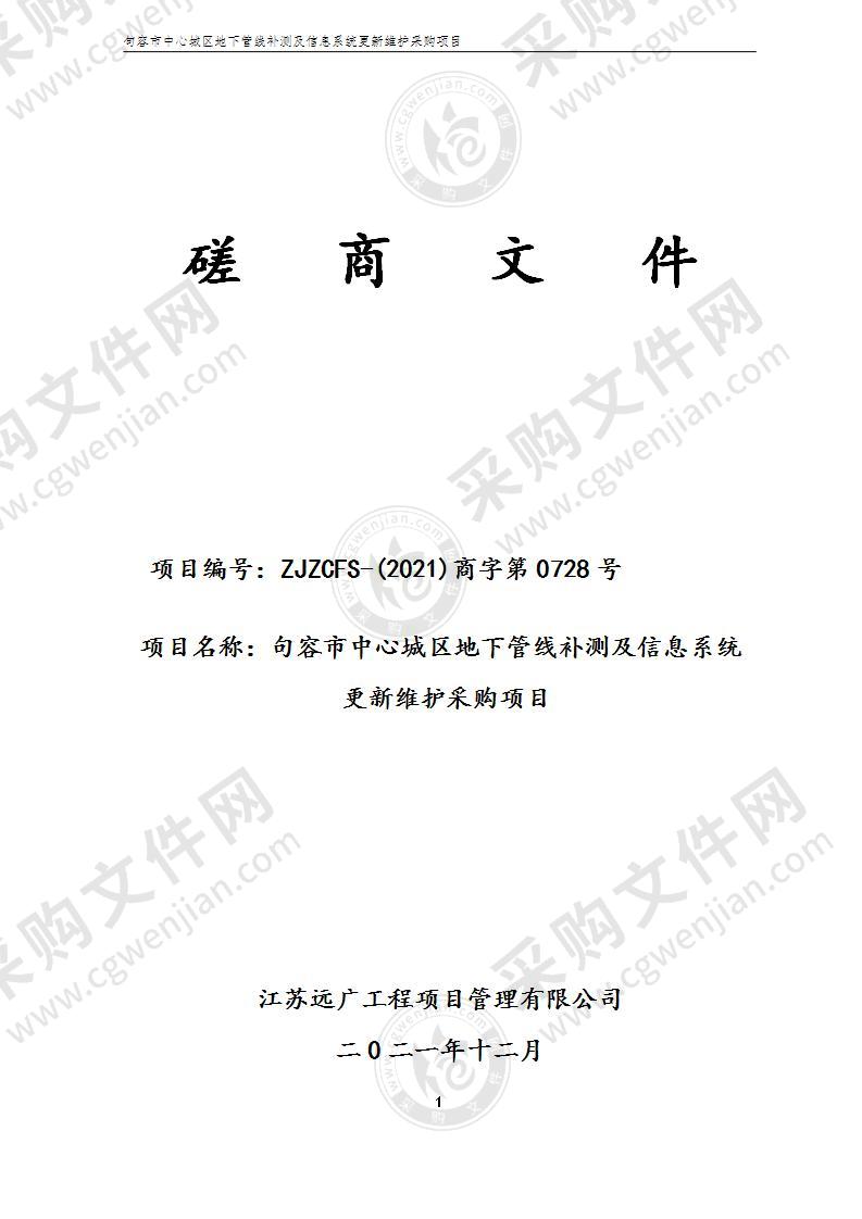 句容市中心城区地下管线补测及信息系统更新维护采购项目