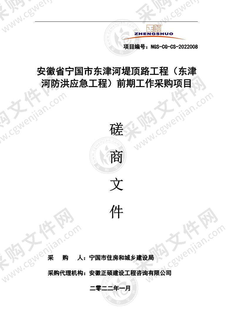 安徽省宁国市东津河堤顶路工程（东津河防洪应急工程）前期工作采购项目