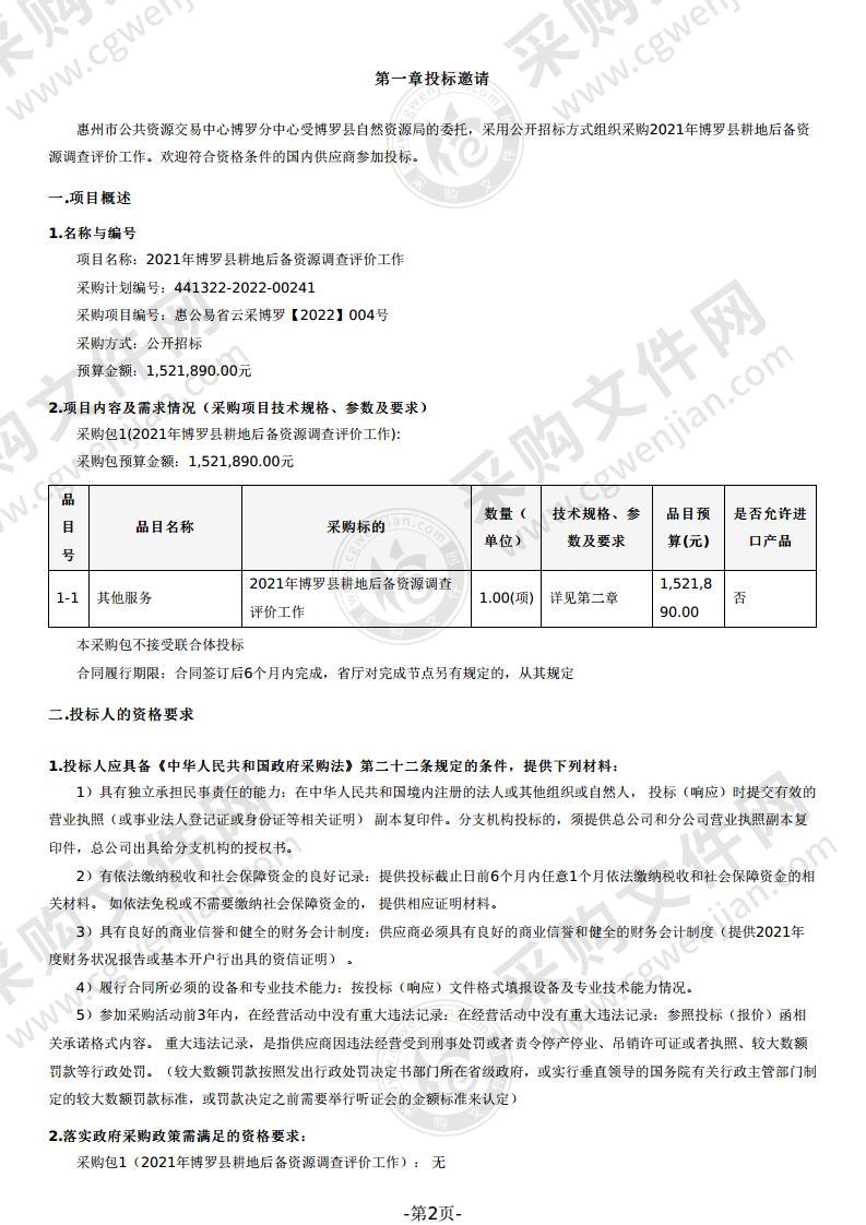 2021年博罗县耕地后备资源调查评价工作