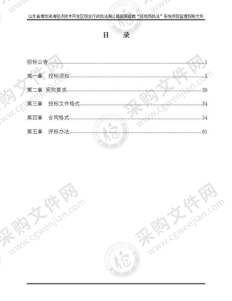 山东省潍坊滨海经济技术开发区综合行政执法局公路超限超载“非现场执法”系统项目（C包）