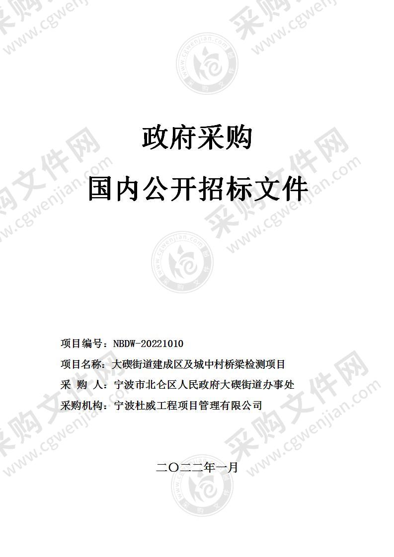 大碶街道建成区及城中村桥梁检测项目