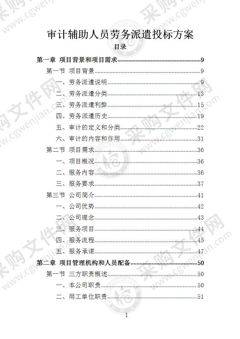 审计辅助人员劳务派遣投标方案