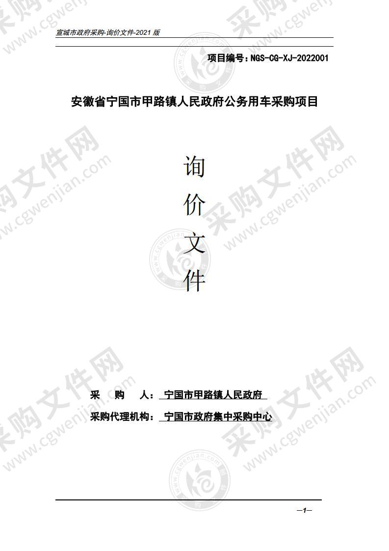 安徽省宁国市甲路镇人民政府公务用车采购项目