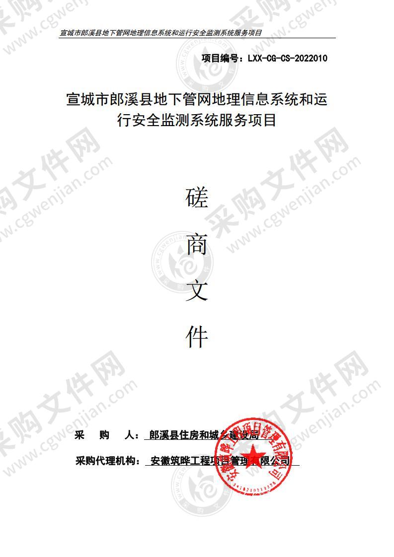 宣城市郎溪县地下管网地理信息系统和运行安全监测系统服务项目