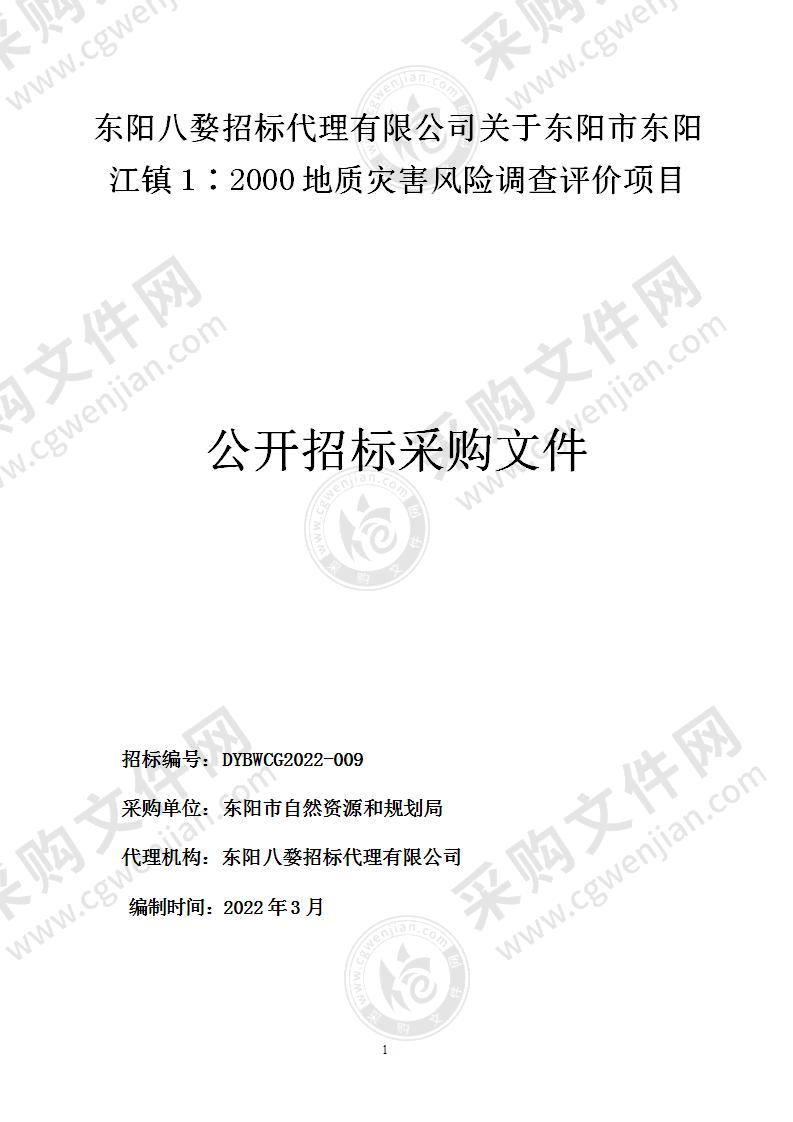 东阳市东阳江镇1∶2000地质灾害风险调查评价项目