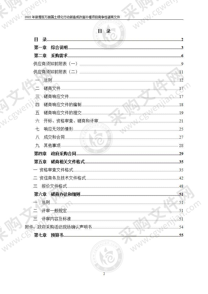 2022年新增百万亩国土绿化行动新造或改造补植项目