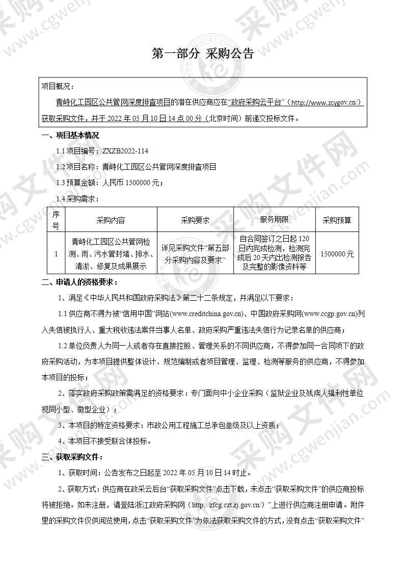 青峙化工园区公共管网深度排査项目