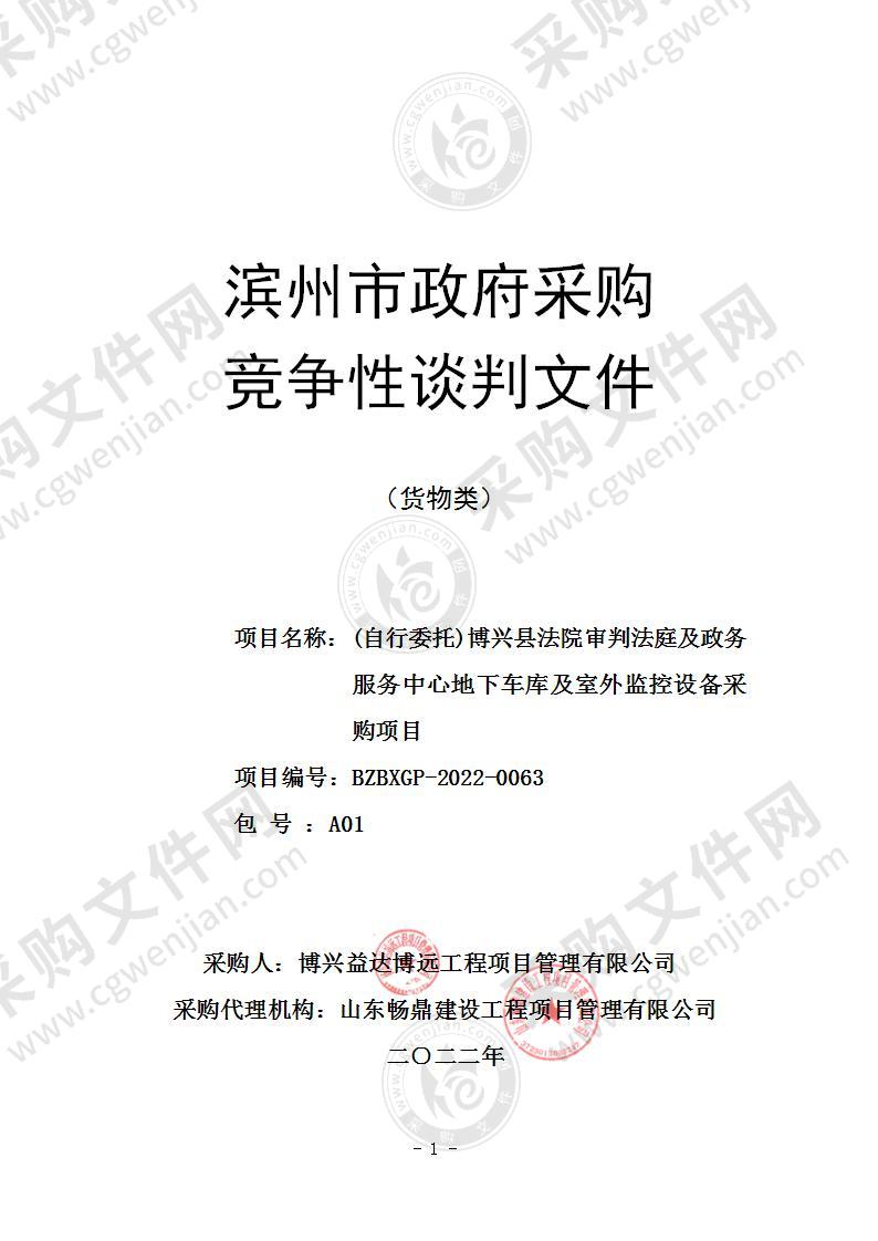 博兴县法院审判法庭及政务服务中心地下车库及室外监控设备采购项目（A01包）