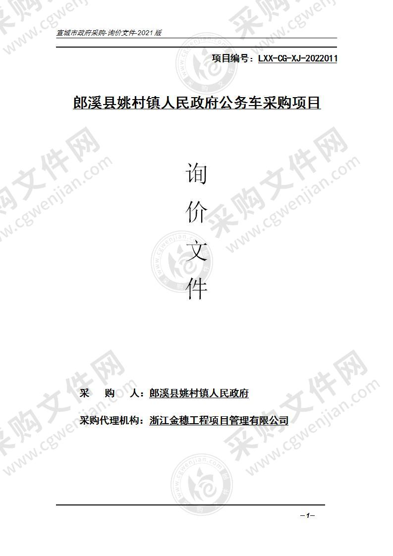 郎溪县姚村镇人民政府公务车采购项目