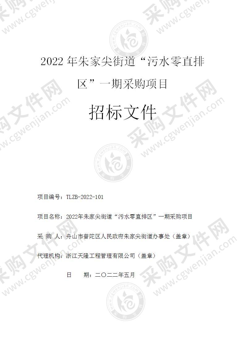 2022年朱家尖街道“污水零直排区”一期采购项目