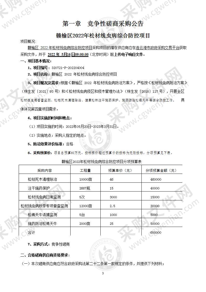 赣榆区2022年松材线虫病综合防控项目