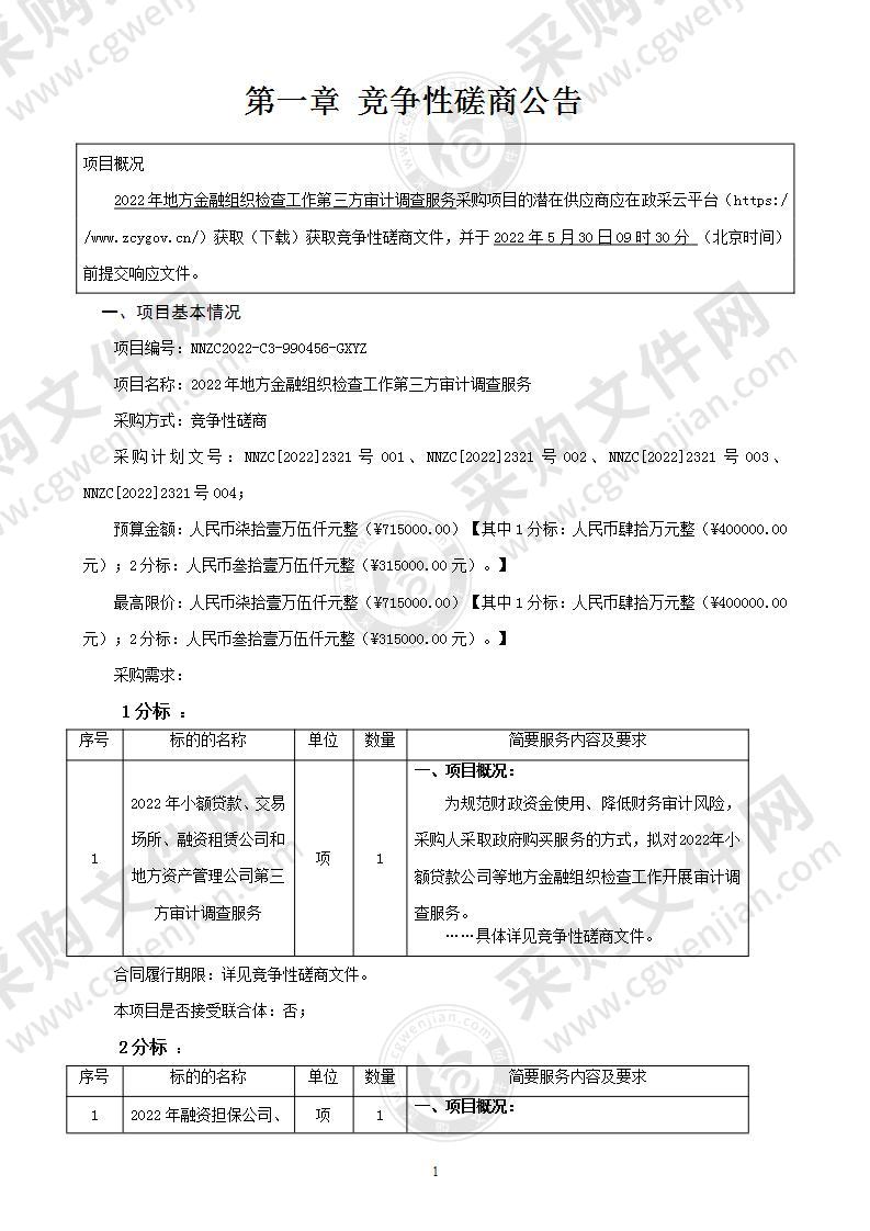 2022年地方金融组织检查工作第三方审计调查服务